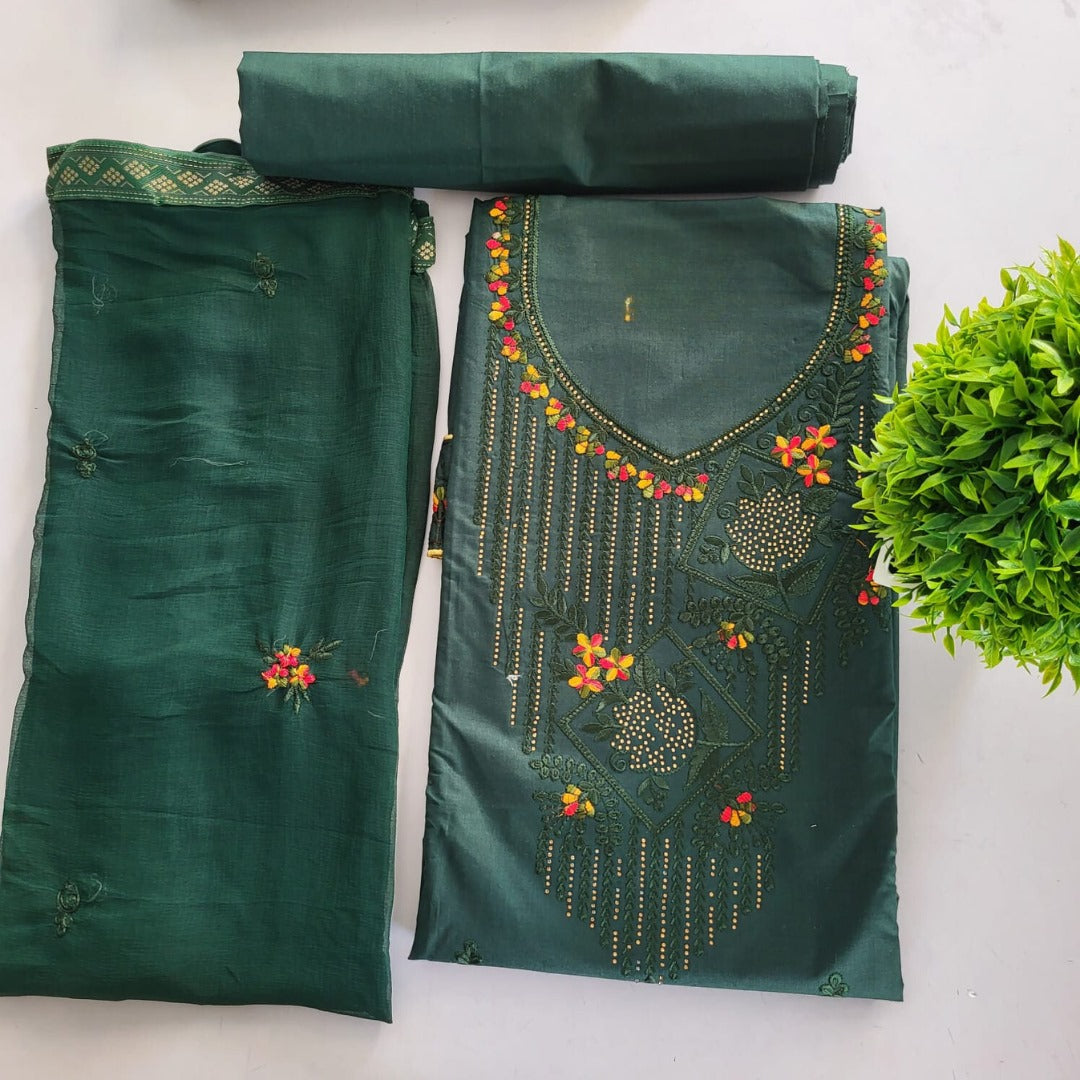 Cotton suit with Dupatta