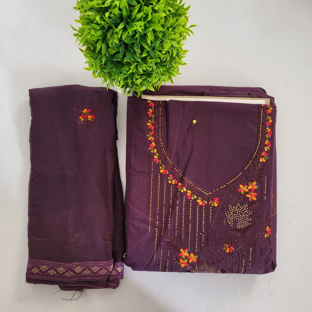 Cotton suit with Dupatta